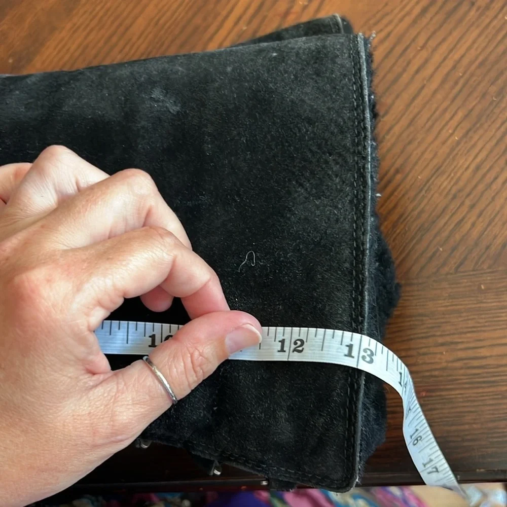 UGG Roseberry Tall Lace Back Black Women”s Size 8 Sheepskin Boots - Picture 8 of 10